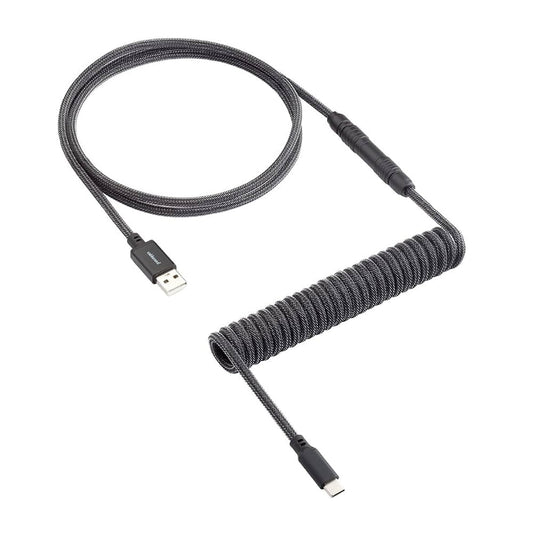 CableMod Artisan Coiled Keyboard Cable (Carbon Grey, Slimline, USB A to USB Type C, 150cm)