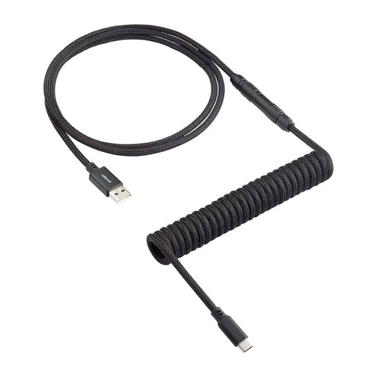 CableMod Artisan Coiled Keyboard Cable (Midnight Black, Slimline, USB A to USB Type C, 150cm)